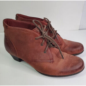 Rockport Aria Wine Red Leather Ankle Booties Womens Size 9.5M Casual Lace up